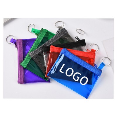 PVC Zippered Coin Purse with Keychain
