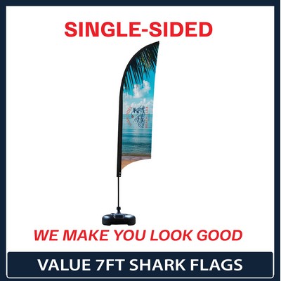 Value 7' Shark Flag - Single Sided Graphic Plastic Water Base