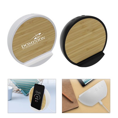 10W Bamboo Wireless Speaker with Pnone Stand