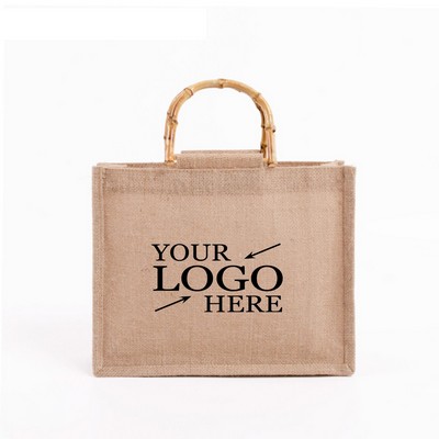 Jute Shopping Bag with Bamboo Handle