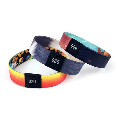 5/8" Full Color Elastic Wristband with Custom Woven Label