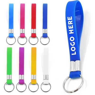 Debossed/Print Silicone Wristband Keyring