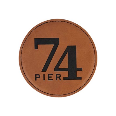 4" Round Leatherette Coaster