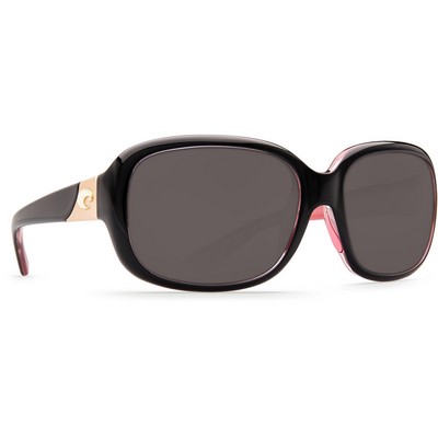 Costa Del Mar Gannet Sunglasses - (Frame) Shiny Black, Hibiscus; (Lens) Gray, 580P