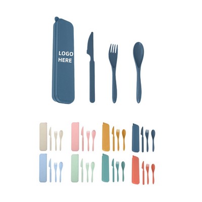 3pcs Wheat Straw Tableware Set w/Knife&Fork&Spoon