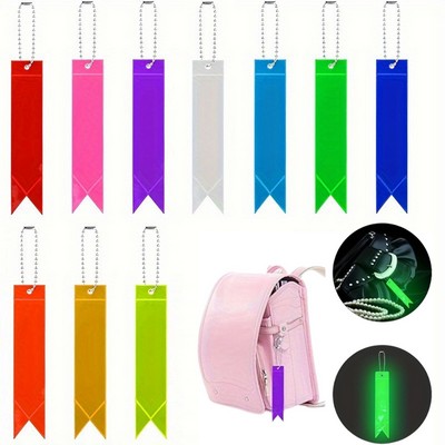 PVC Plastic Reflective Safety Keychain Tag Backpack Pendant