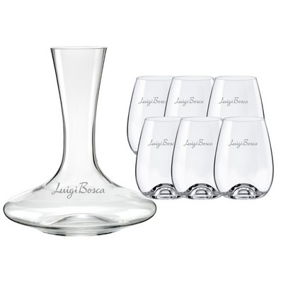 Crystal Mendoza Wine Bottle and Stemless Glass Set