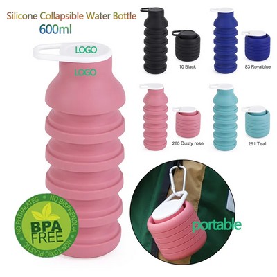 20oz 600ml BPA Free Silicone Collapsible Water Bottle