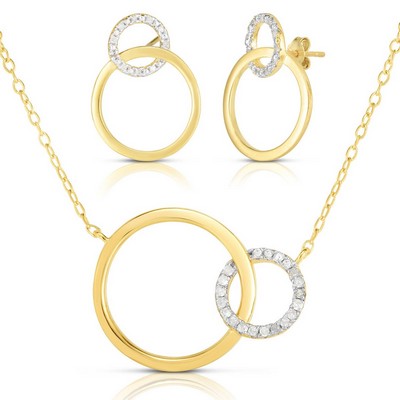 Jilco Inc Diamond Circle Earring & Necklace Set