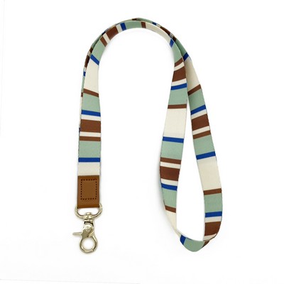 Striped Leather Buckle Lanyard