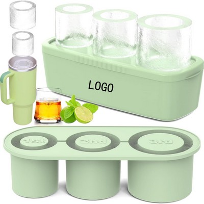 Three Silicone Cylindrical Ice Mold Ice Block Trays