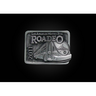 Rectangle Embossed Logo Belt Buckle