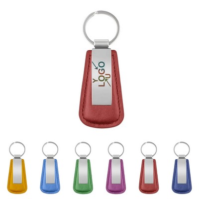 Faux Leather Steel Keychain