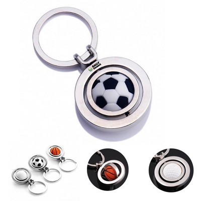 Rotatbale 3D Basketball Soccer Golf Ball Keychains