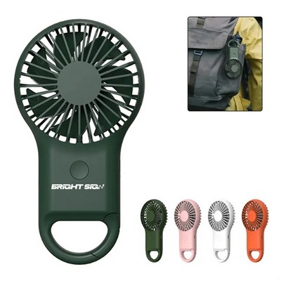 Rechargeable Mini Fan with Carabiner Clip and Light