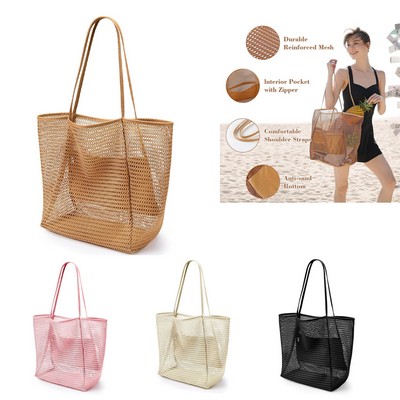 Foldable Mesh Beach Bag Tote Shopping Bag