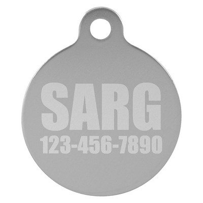 1" Silver Anodized Aluminum Round Pet Tag with Tab