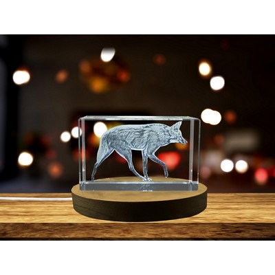 Maned Wolf 3D Engraved Crystal Trophy Award w/LED Base for Nature Lovers