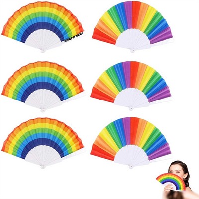 Colorful Rainbow Folding Hand Fan