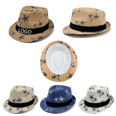 Summer Short Brim Straw Fedora Hat
