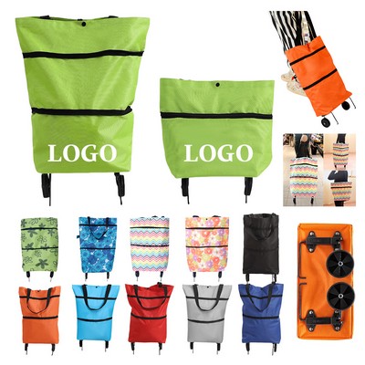 600D Oxford Rolling Shopping Trolley Cart