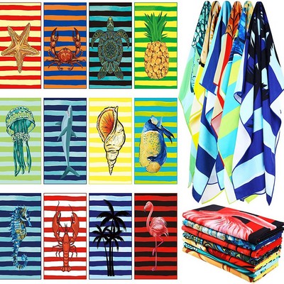 27 1/2"x 59" Sublimated Microfiber Beach Towel