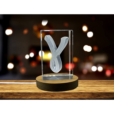 Gamma Greek Alphabet Letter 3D Engraved Crystal Art Award w/LED Base