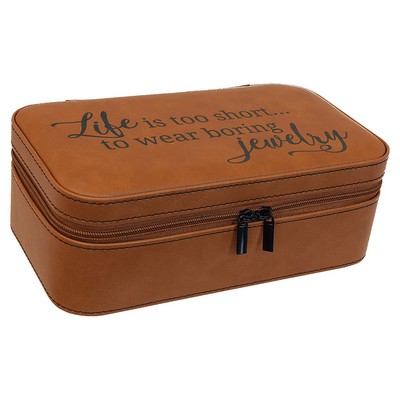 Faux Leather Jewelry Box, Rawhide, 7 1/2" X 4 1/2"
