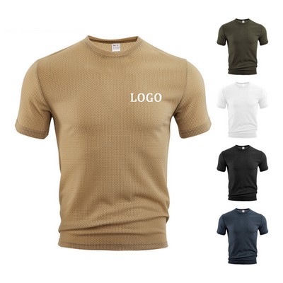 Men'S Summer Thin Sports Casual Loose Breathable Quick-Drying T-Shirt
