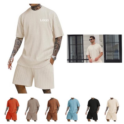 Men's Short Sleeve Crew Neck T Shirt Shorts Set
