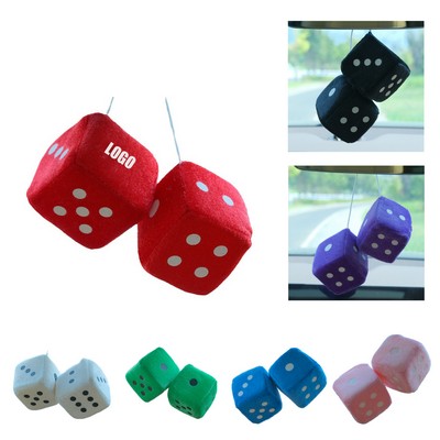 A Pair Of Large Sizes Plush Dice Car Suspension Decoration