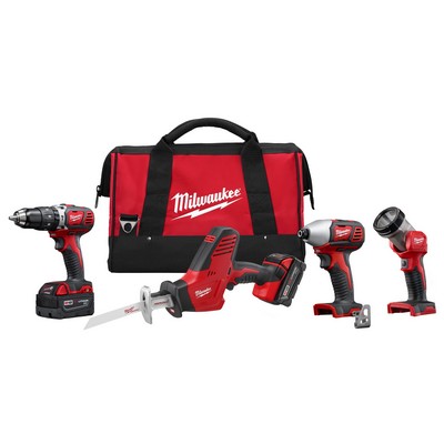 Milwaukee M18 Cordless 4-Tool Combo Kit - Drill/Driver Recip Saw Impact Driver Light