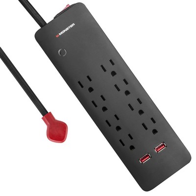 Monster 2000 Joules 8 Ac Outlet & 2 Usb Port Surge Protector