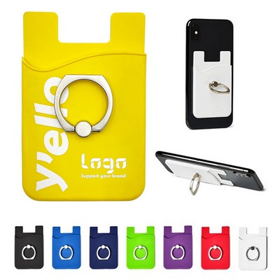 Silicone Phone Wallet w/Ring Grip