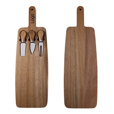 Wood Cheese Cutting Board with 3Pcs Cheese Knife Set