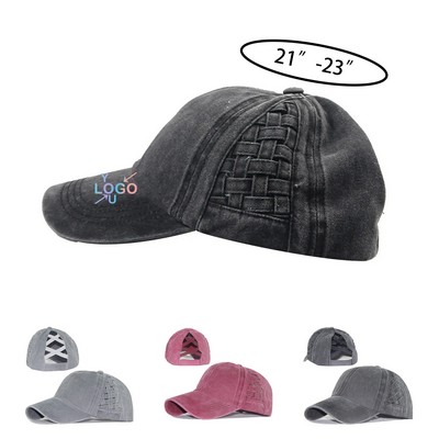 Washed Cotton Women's Ponytail Hat