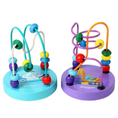 Bead Maze Wooden Colorful Roller Coaster Circle Toy for Kids