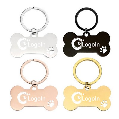 Bone Shape Pet ID Dog Tag with Key Chain Personalized