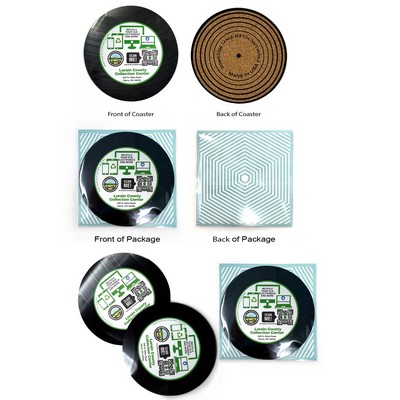 Upcycled Record Coaster (Cork Back) - Set of 2 - Cello Pouch