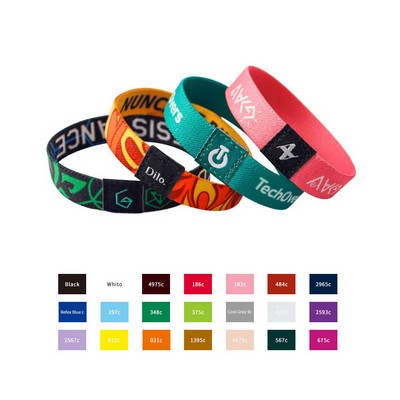 Custom Full Color Imprint 5/8" Sublimated Elastic Wristband With Woven Label