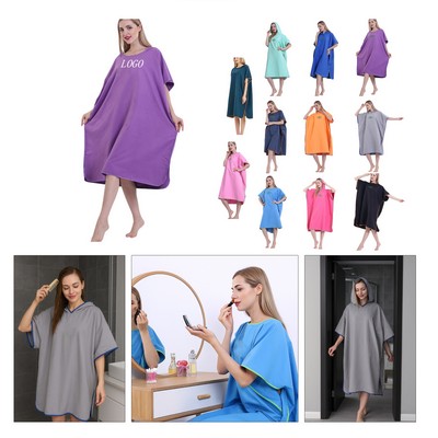 Microfiber Hooded Beach Towel Bathrobe