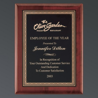 Rosewood Piano Finish Rectangle, Textured Black Brass, Ornate Gold Florentine, Medium (8"x10-1/2")