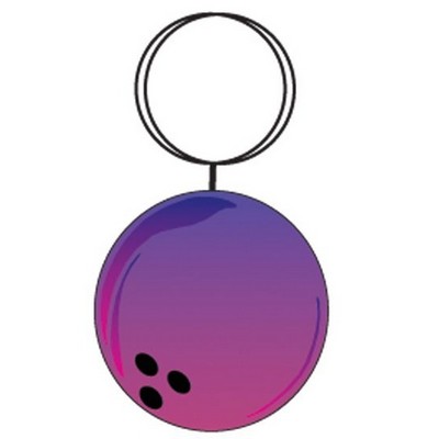 Purple Bowling Ball Key Chain w/Clear Mirrored Back (4 Square Inch)