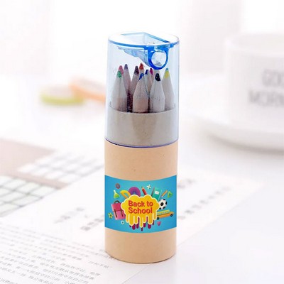 Colored Pencils In Portable Tube With Sharpener