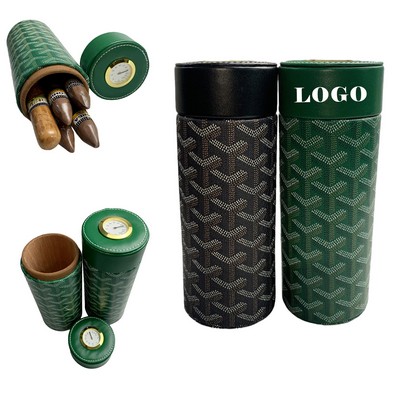 Leather Cylinder Cigar Humidor