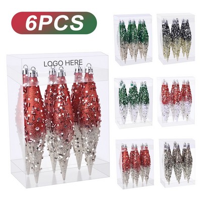 Gradient Sequin Waterdrop Shaped Christmas Ball Tree Ornament