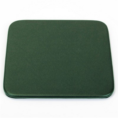 Dark Green Leatherette Single Coaster, Square