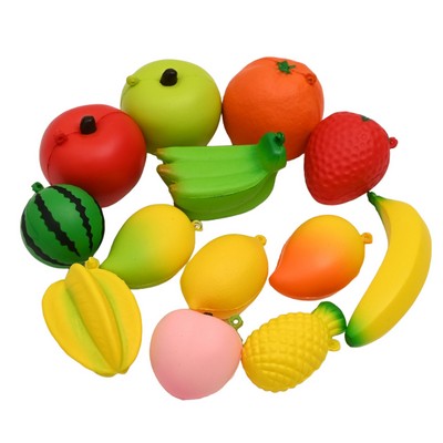 MOQ 20 PU Simulated Fruit Decompression Toy With Key Chain