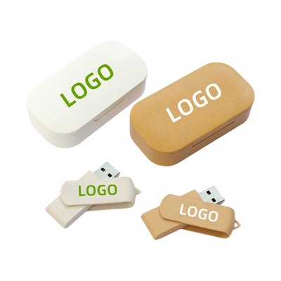 16GB Wheat Straw Biodegradable Box USB Flash Drive Set