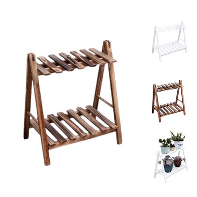 Double-layer Wood Plant Stand